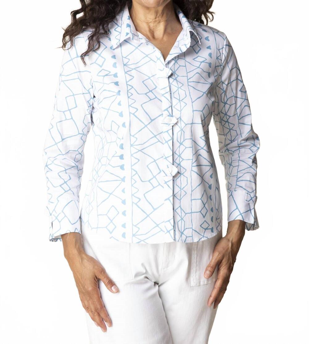 NEW HABITAT print tab detail blouse in dewdrop